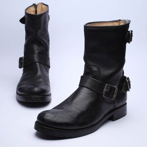 Frye Veronica Short Black Leather Moto Boot Womens Size 7 B